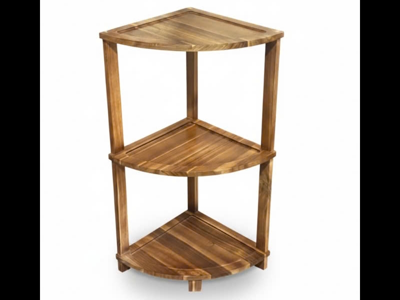 Premium 3-Tier Acacia Wood Corner Shelf